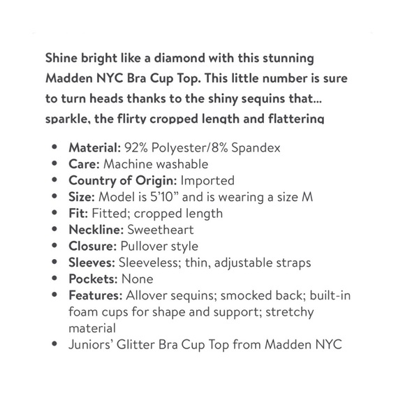 BOGO | Madden NYC Junior's Glitter Bra - XS - Picture 7 of 9